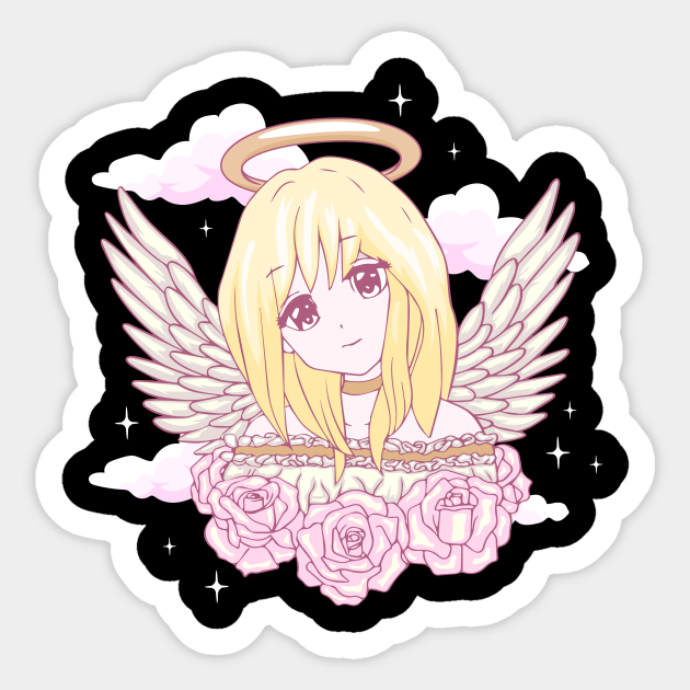 Angelcore Aesthetic Anime Girl Roses Angel Halo Angelcore Sticker Teepublic